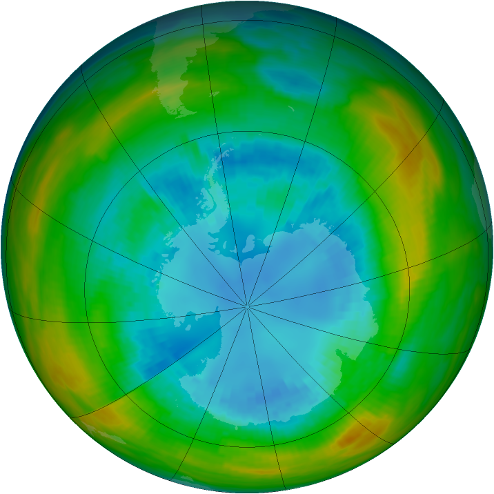 Antarctic ozone map for 29 August 1982